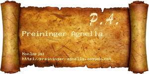 Preininger Agnella névjegykártya